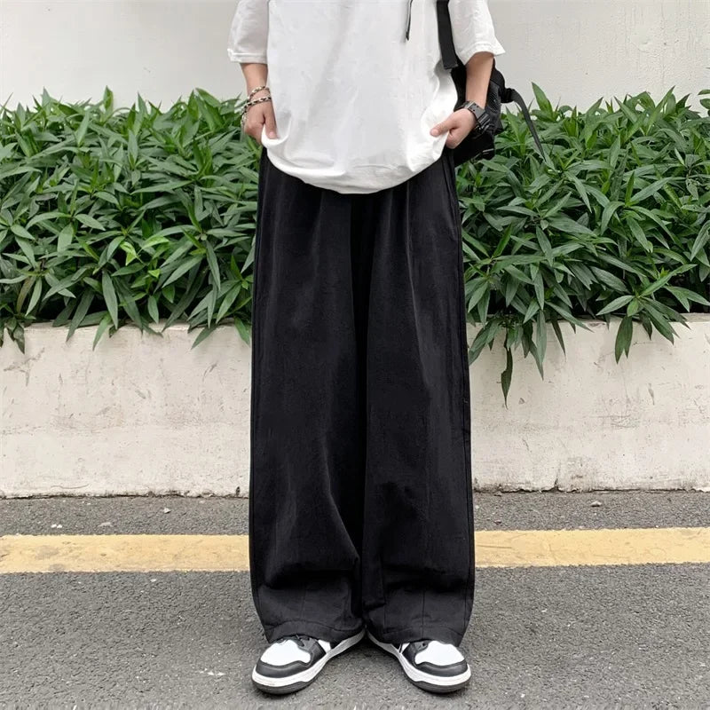 Workwear Casual Trousers Men&#039;s Spring And Autumn Harajuku Hong Kong Style Ins Fashion Brand Street Straight Loose Sports Wide-leg Pants